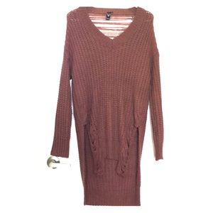 Copper brown distressed Windsor sweater oversized